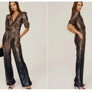 Trina Turk Asandra Sequin Jumpsuit Ombre Size 12 *READ FLAW*